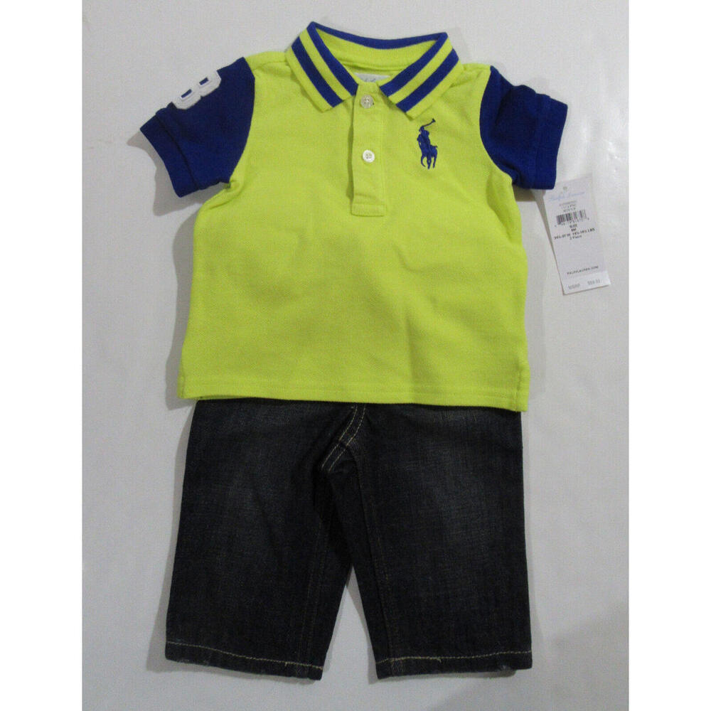 Polo Ralph Lauren Baby Boys 2 Pc. Shirt and Pants Outfit Big Pony 6 Months